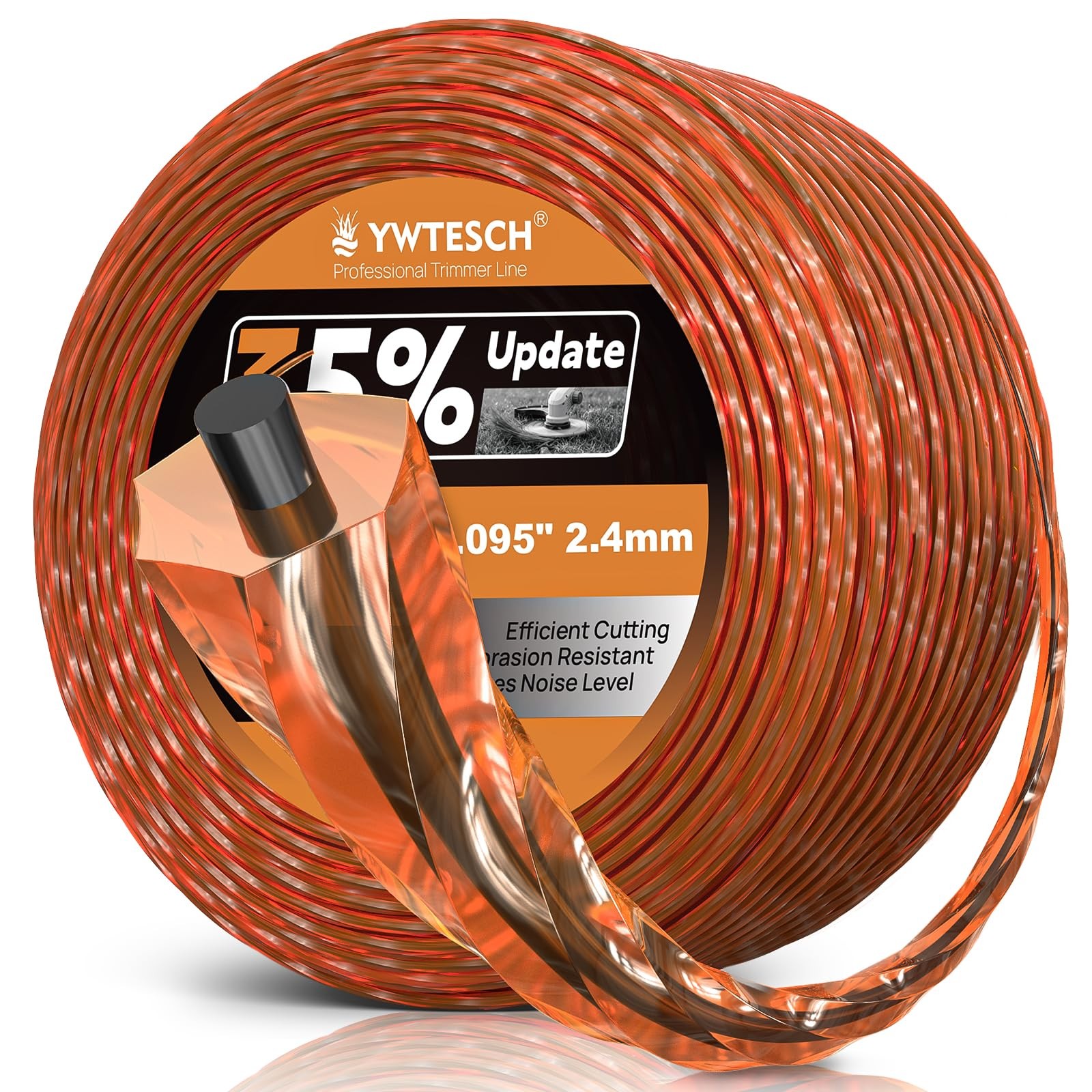 Ywtesch 095 Trimmer Line Heavy Duty 0.095 X 1Lb 400-Foot Twisted Hexagonal Dual