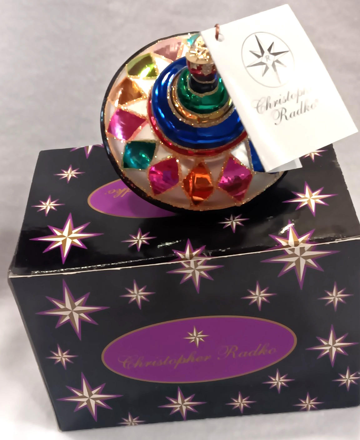 Christopher Radko Glass Ornament RAZZLE TOP Reflector 01-0004-0 NEW 2001