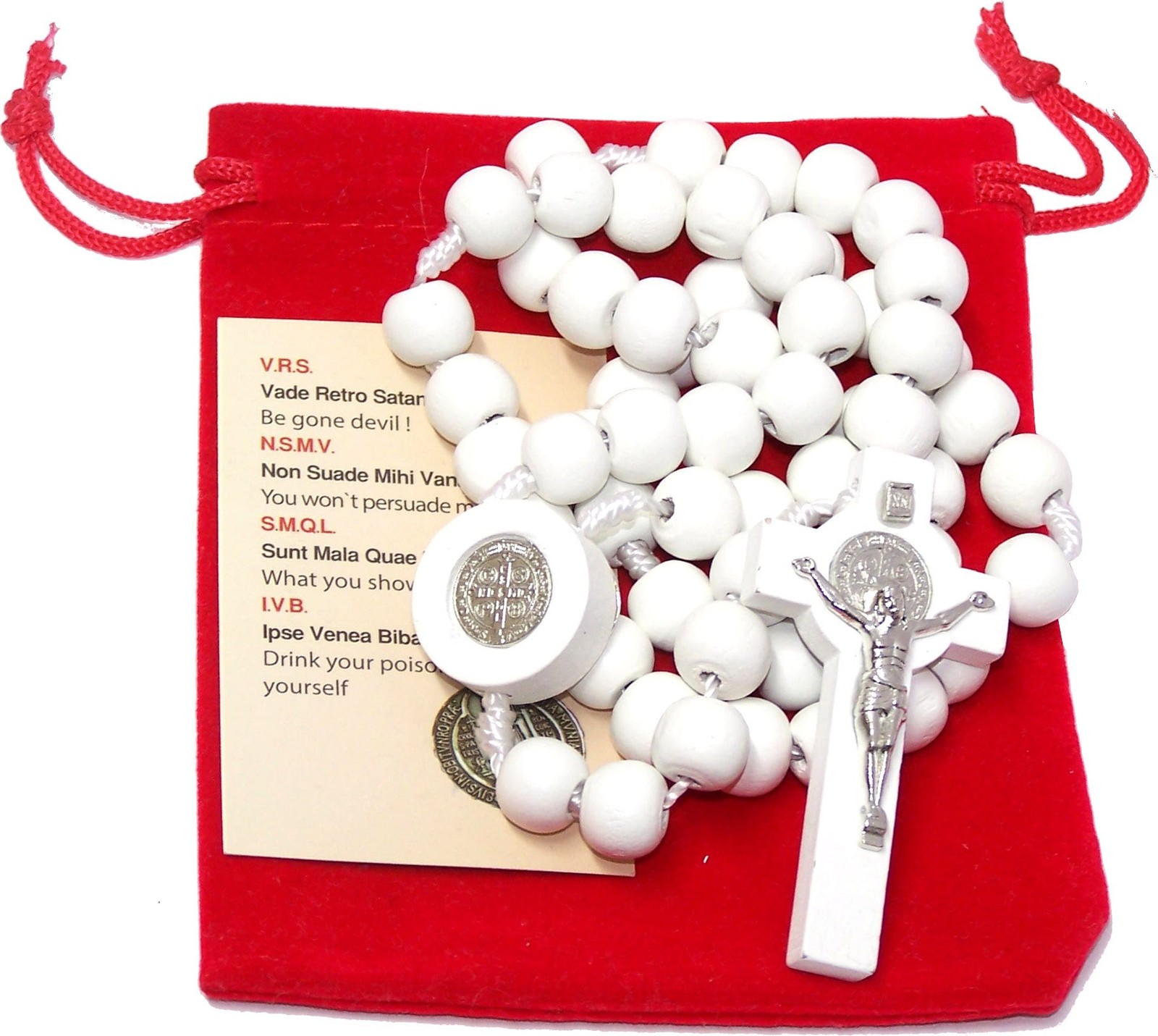 Holy Land Market St. Benedict Catholic wood Rosary beads from Bethlehem - the