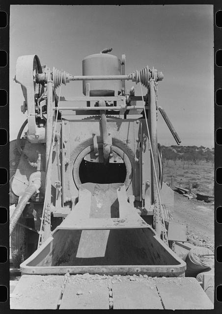 Photo:Menard County Texas 1940 Concrete Mixer Road Builders Camp