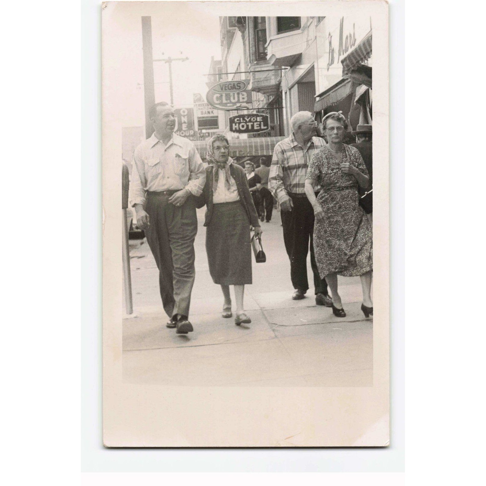Vtg RPPC Street Scene Vegas Club Clyde Hotel 1950s Central Ave Albuquerque NM