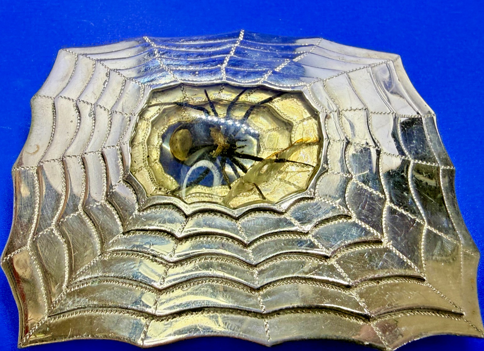 HUGE Real Spider Web Artisan Heavy LARGE CUSTOM Stepped Graduated Belt Buckle