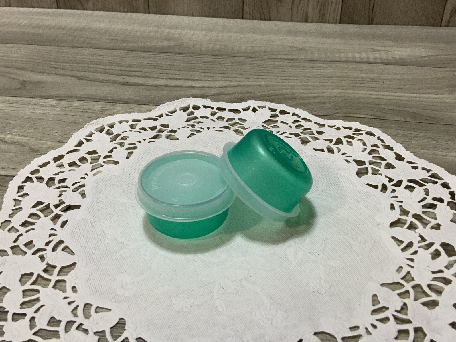 Tupperware smidget set of 2 Green With Sheer Lids new