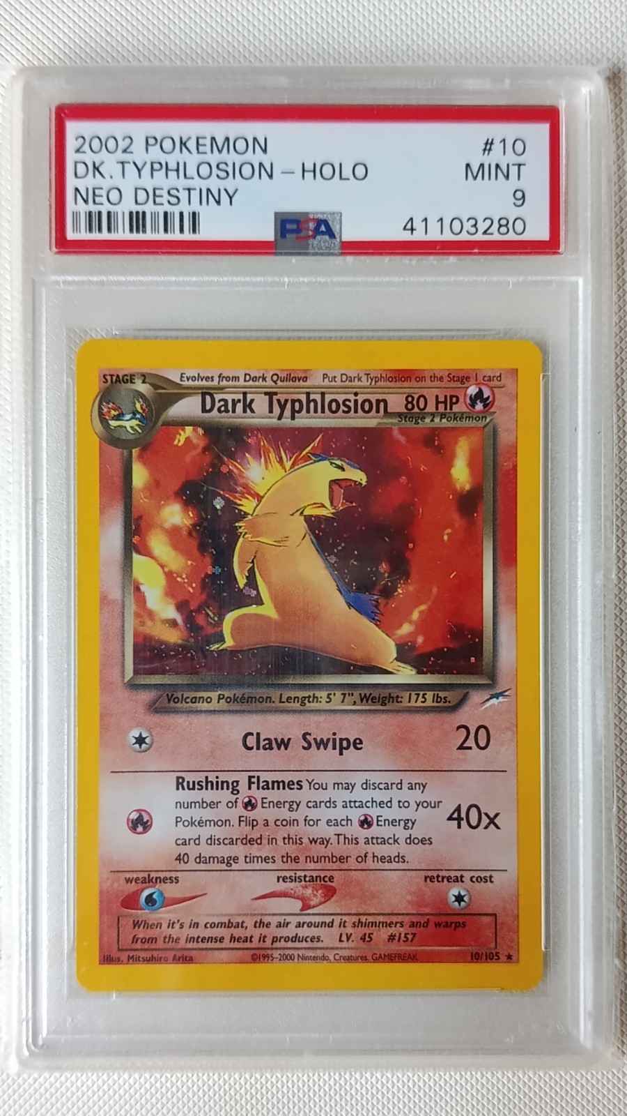 2002 POKEMON NEO DESTINY DARK TYPHLOSION HOLO #10 PSA 9