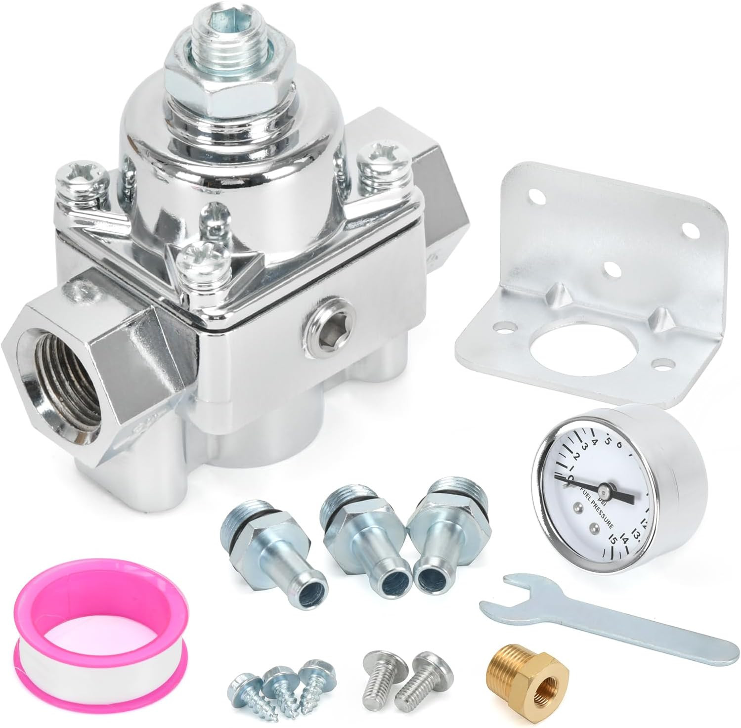 12-803 Adjustable Fuel Pressure Regulator with Gauge, Compatible with Holley and 12-803 Adjustable Fuel Pressure Regulator with Gauge, Compatible with Holley and