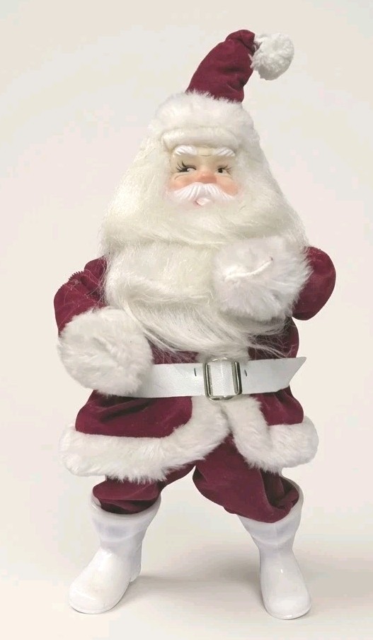 Vintage Harold Gale ? Santa Claus Christmas Red Velvet Suit Plastic Face 