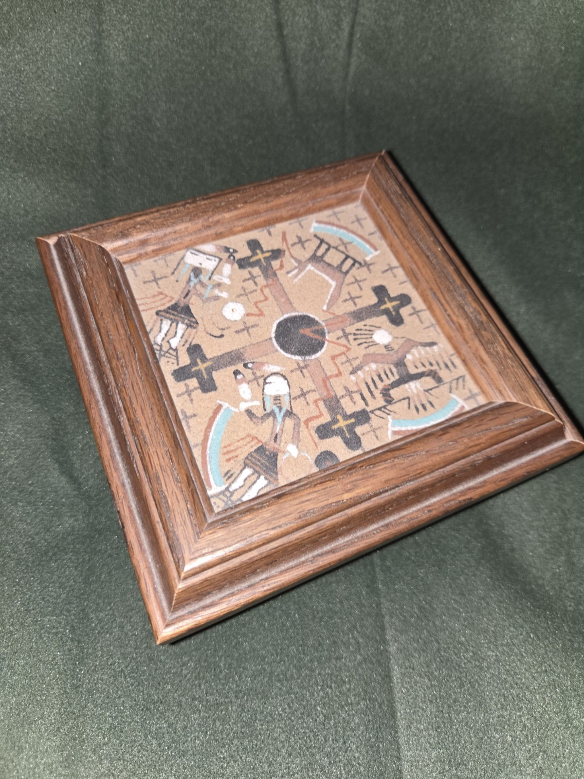 Wooden Box Authentic Navajo Sand Painting Signed Great Condition