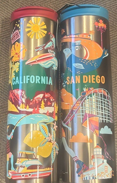 Starbucks California & San Diego Discovery Series Stainless Steel Tumblers 16oz