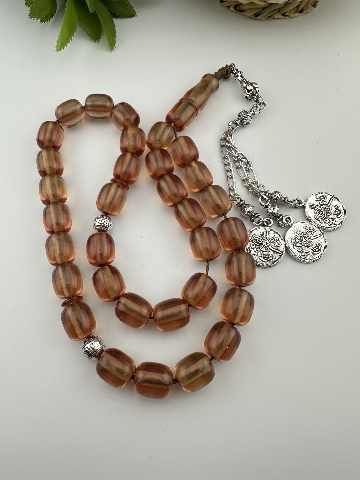 VTG Collectible Misky Amber 33 Beads Islamic Rosary مسبحة مسباح مسكي 402