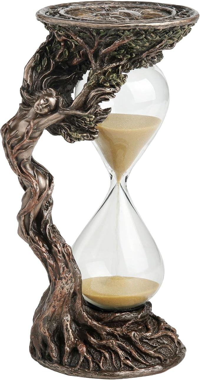 Cold Cast Bronze Dryad Hour Glass Gold Sand Timer Home Decorative Figurine
