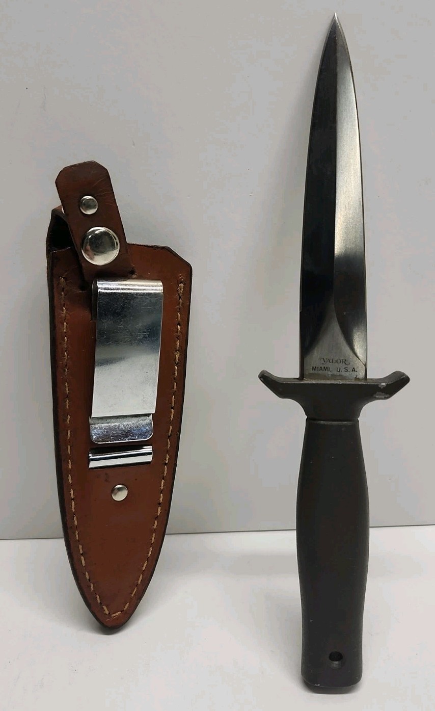 Vintage Valor Miami USA 384 Boot Knife Dagger Seki Japan 440 Stainless Sheath