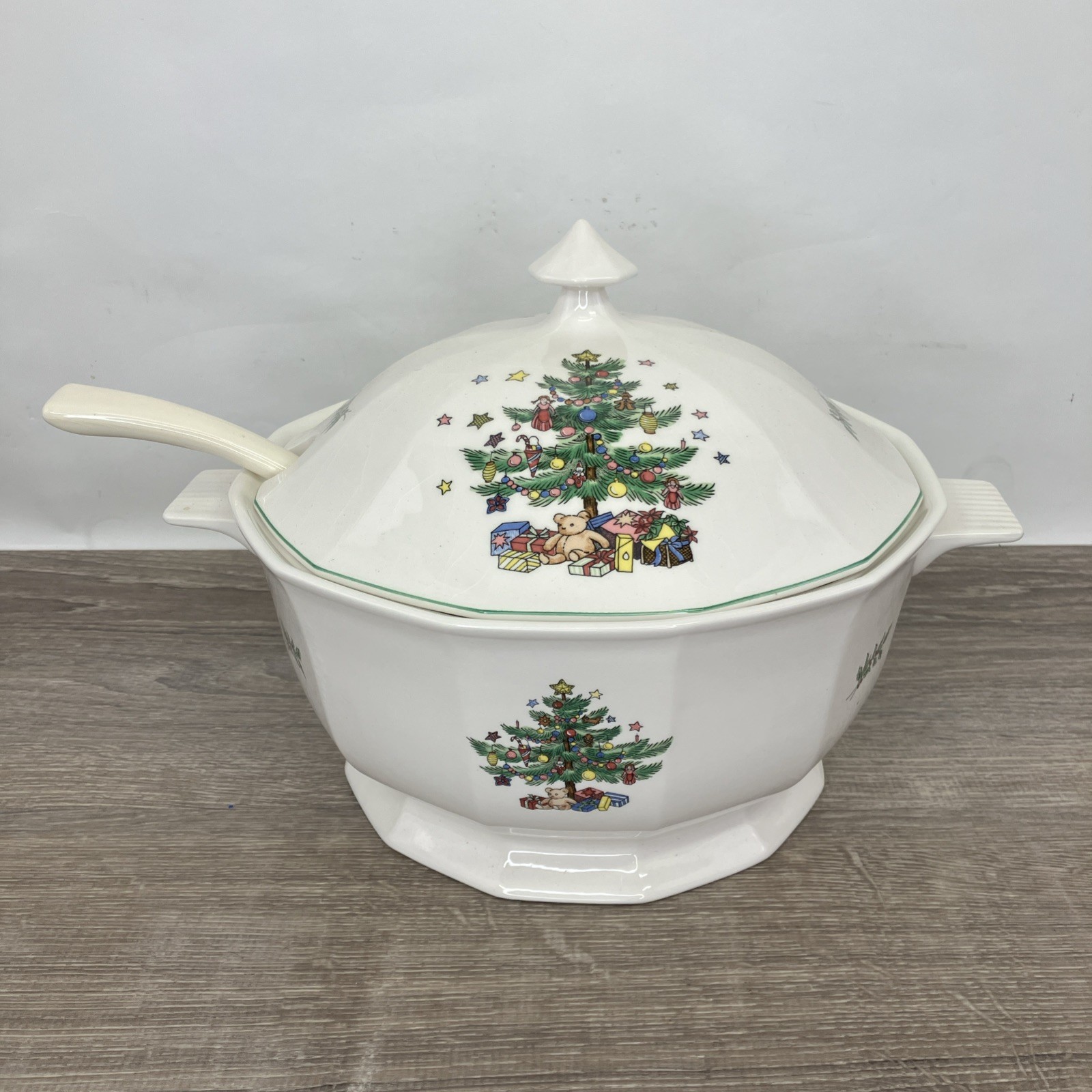 Nikko Happy Holidays/Christmas Soup Covered Tureen and Ladle Made in Japan