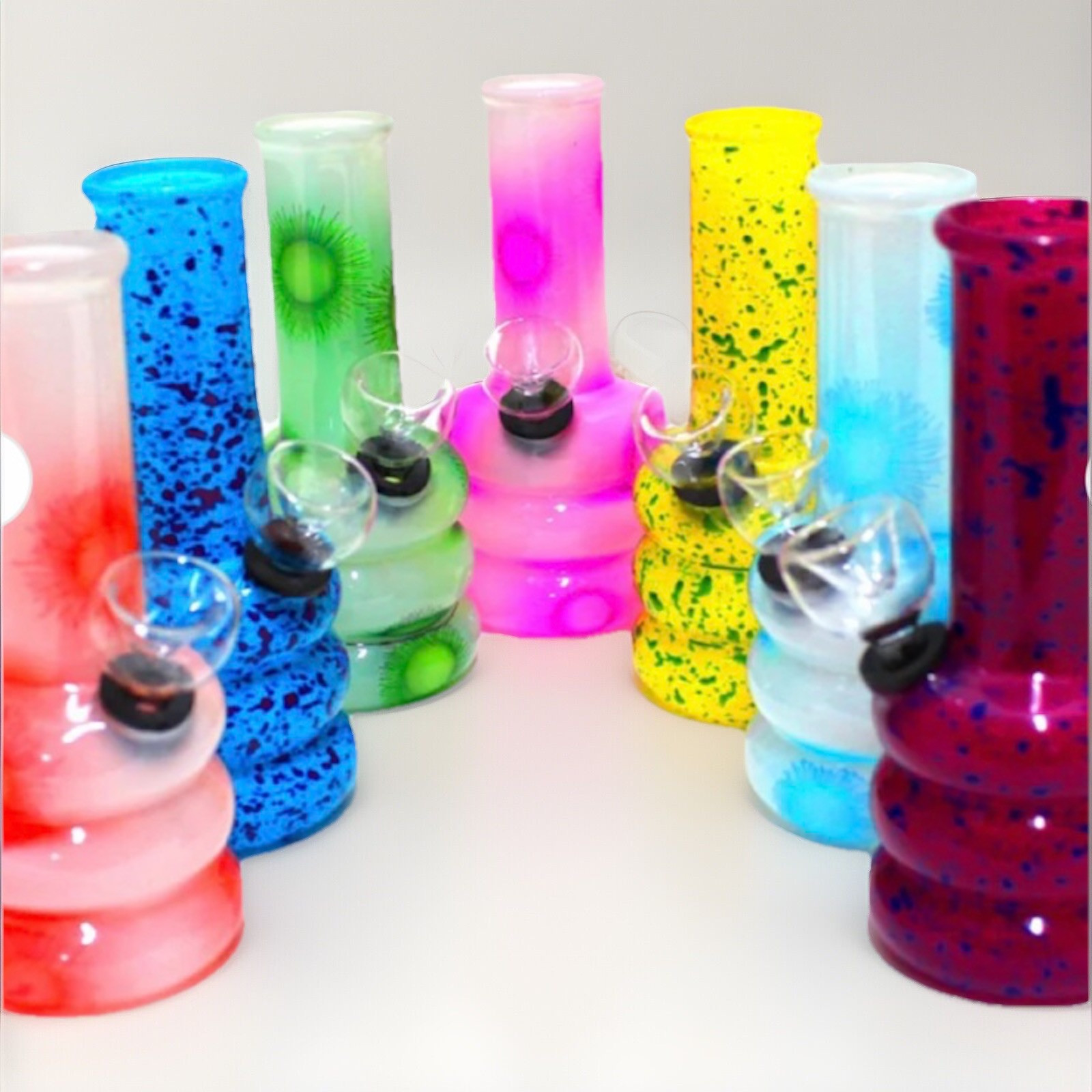 Wholesale Lot of Four (4)  5” glass Hookah Water Pipes Glass Tobacco Bongs