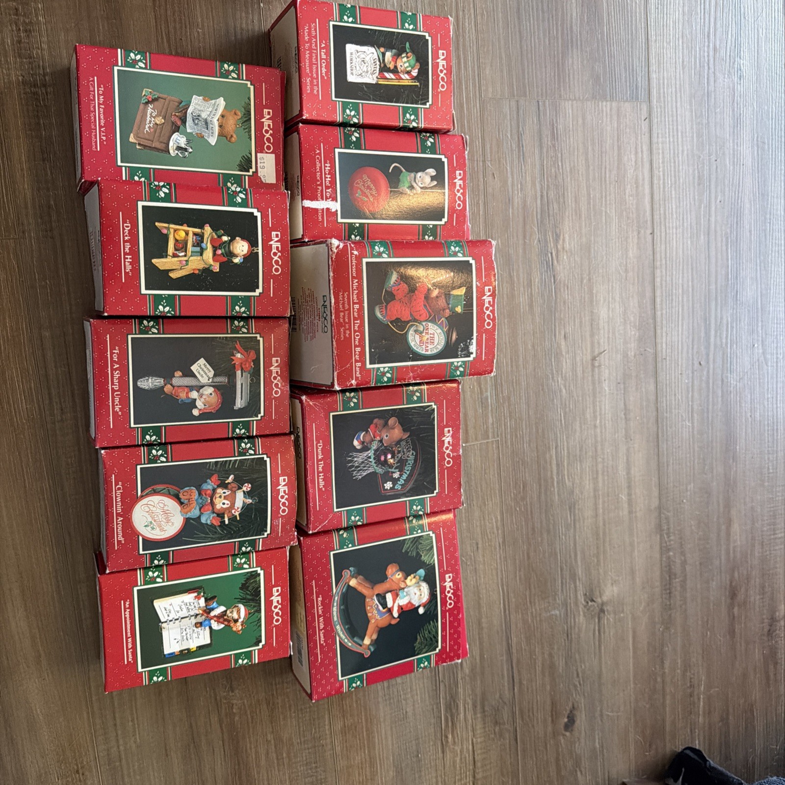 Vintage Enesco SANTA Christmas Ornaments, MEGA LOT of 10 NIOB