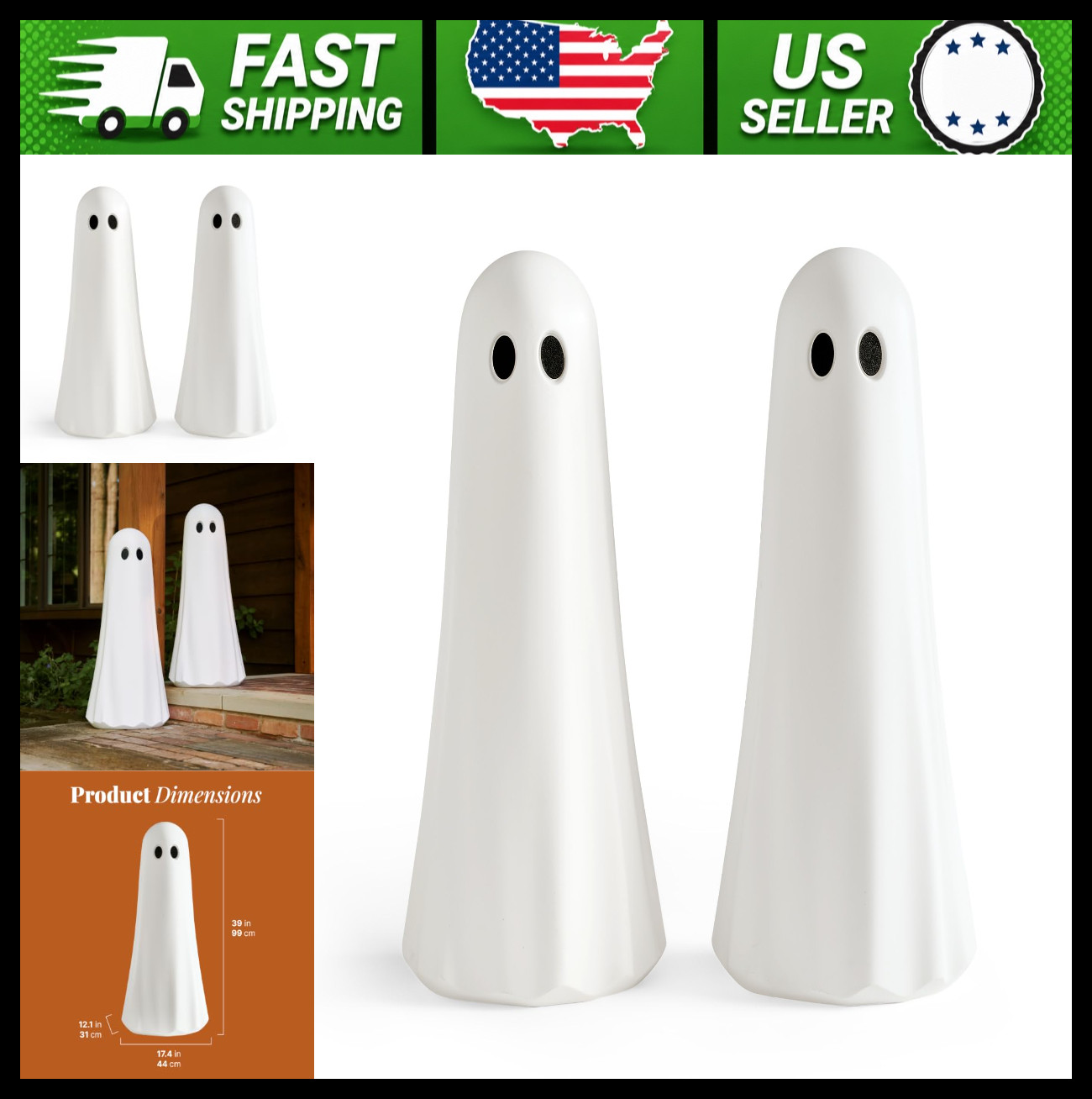 Step2 Boo Buddy Halloween Ghost Statues, White, 40 in, 2-Pack Step2 Boo Buddy Halloween Ghost Statues, White, 40 in, 2-Pack