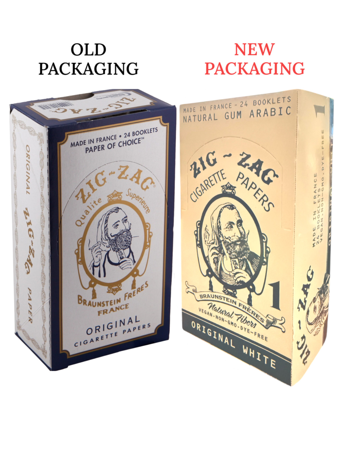 1 BOX of 24 PACKS - ZIG ZAG ORIGINAL WHITE ROLLING PAPERS - 