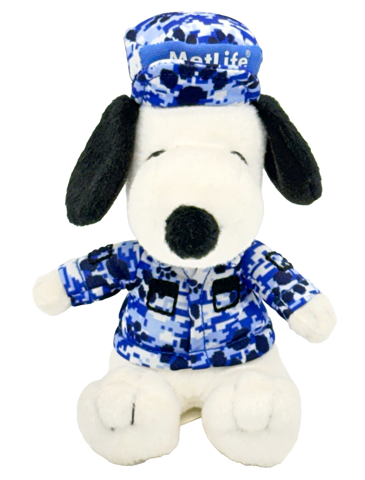 2011 MetLife Peanuts Snoopy 6” Plush Blue Digital Camo Military Uniform