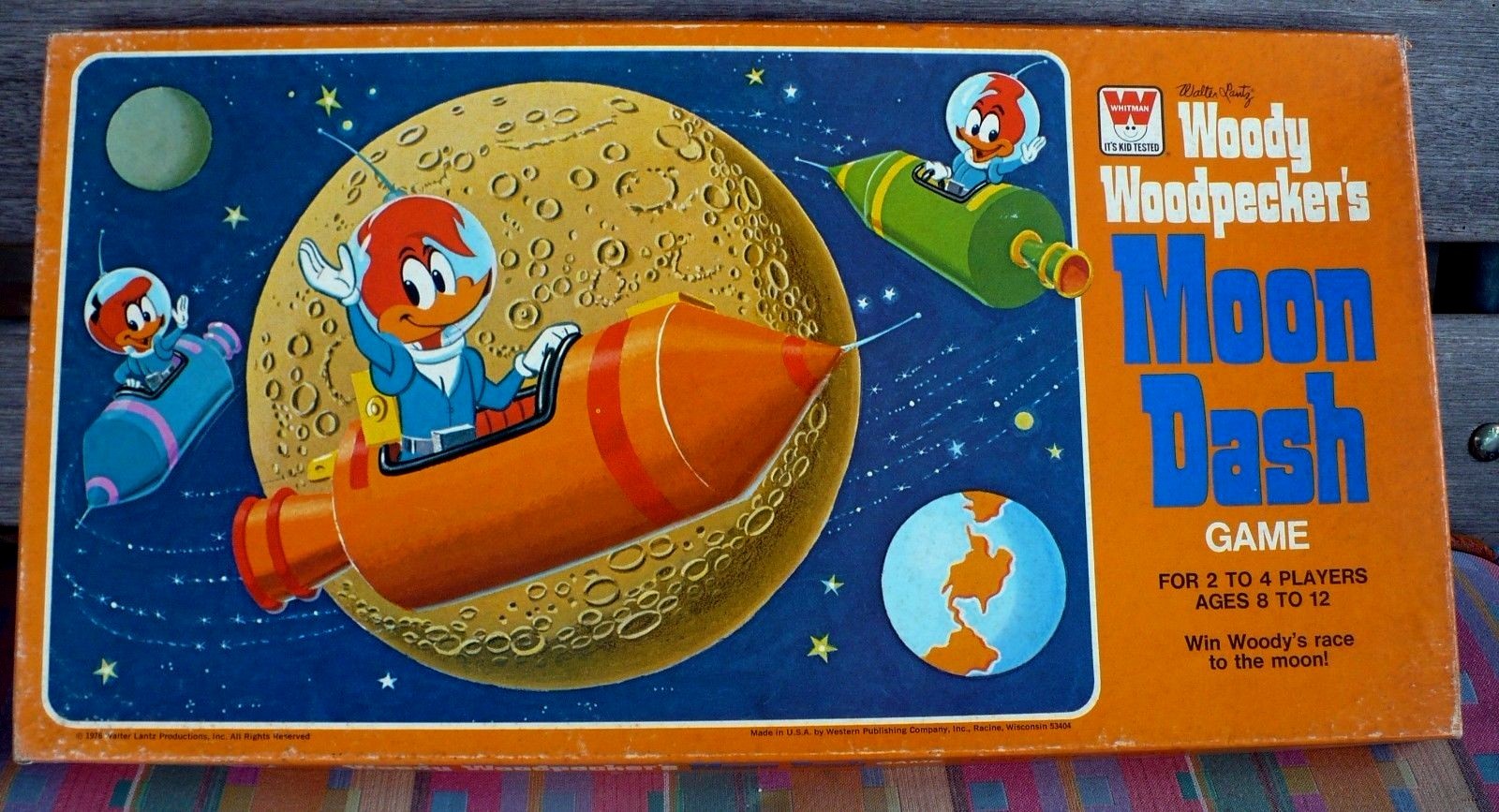 1976 WHITMAN 7122F WOODY WOODPECKER\'S MOON DASH GAME COMPLETE GREAT CONDITION