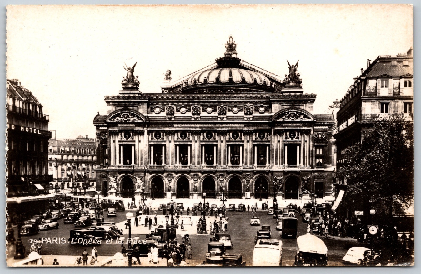 RPPC Paris Opera Garnier and Place Vintage Cars Unposted VINTAGE Postcard