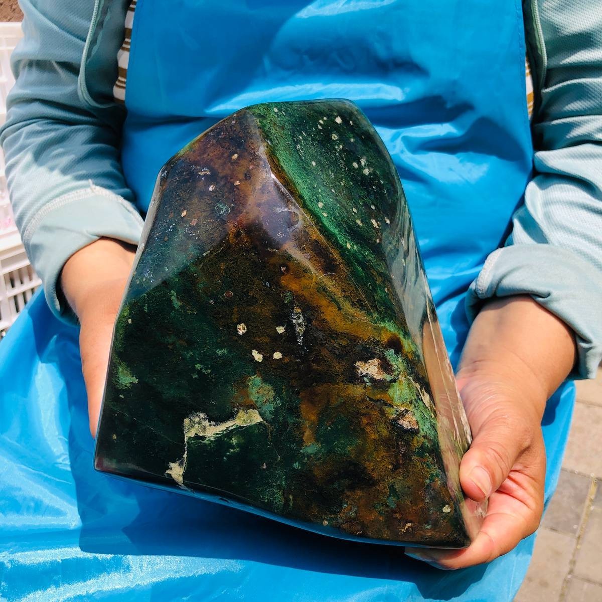 14.87LB Natural beautiful Aquatic Agate Crystal Rough stone specimens Healing
