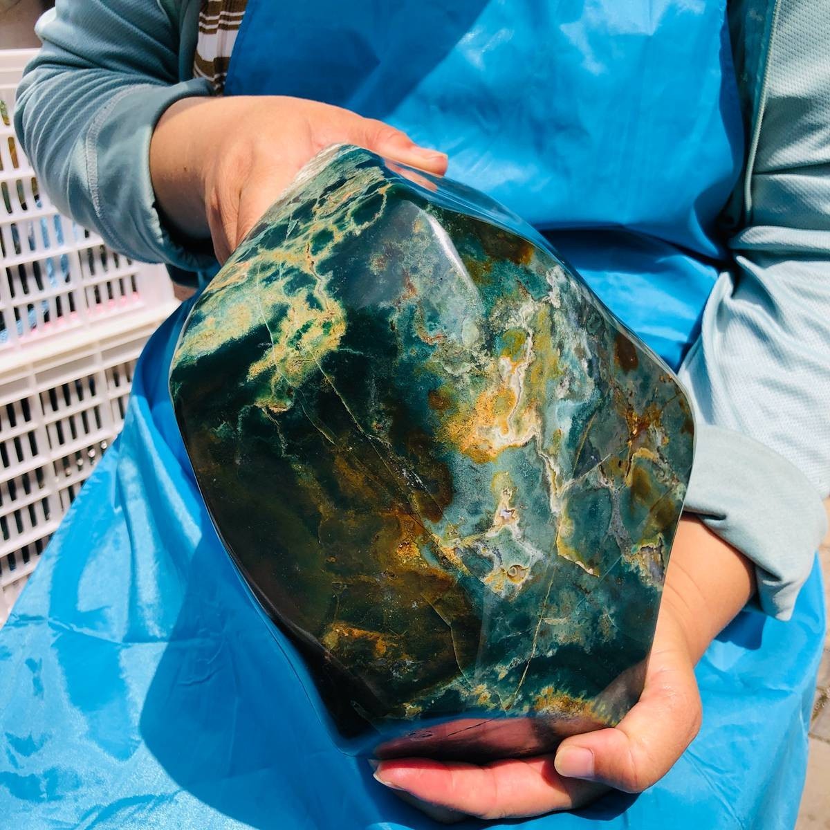 12.98 LB Natural Moss Agate Polished Freeform Large Specimen Healing 6487