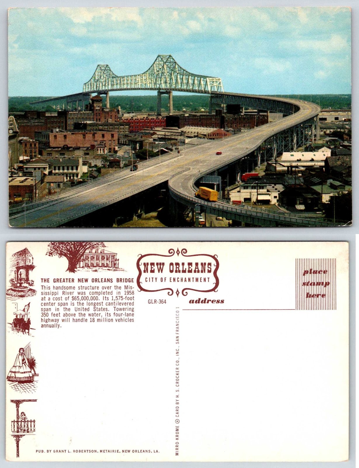 New Orleans Louisiana Greater New Orleans Bridge Mississippi Postcard BF384