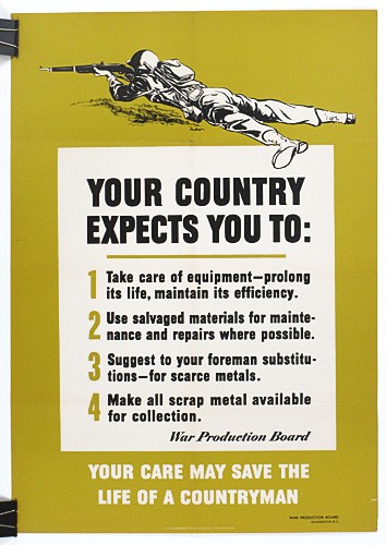 Original 1942 Homefront Worker Incentive Poster - Your Country Expects You