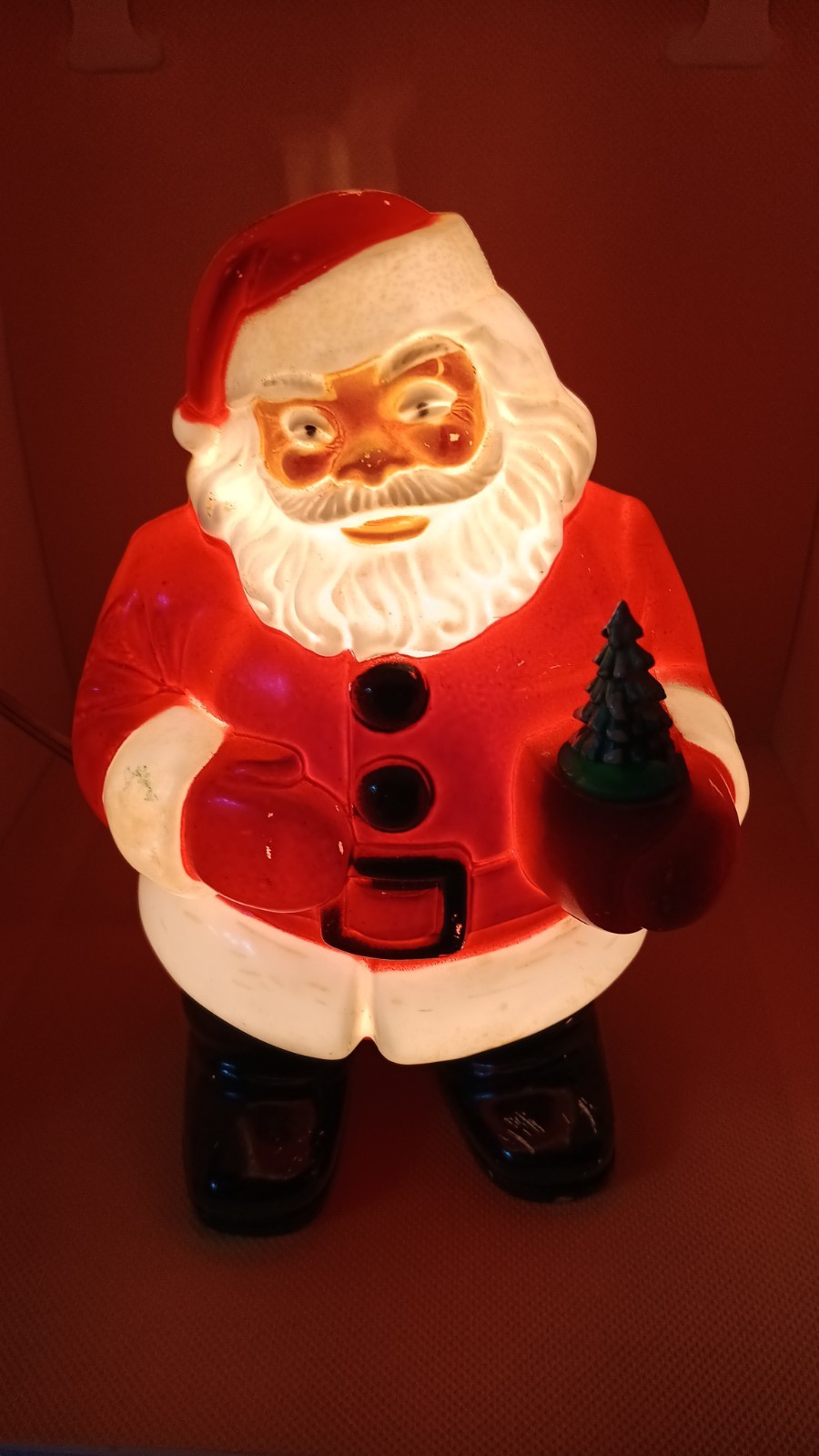 Vintage 1950\'s Electric Light Up Santa Table Top  Works Christmas Decor 