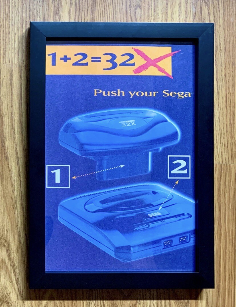 Sega Genesis 32X - 8x12 Framed Poster Vintage Ad Re-print