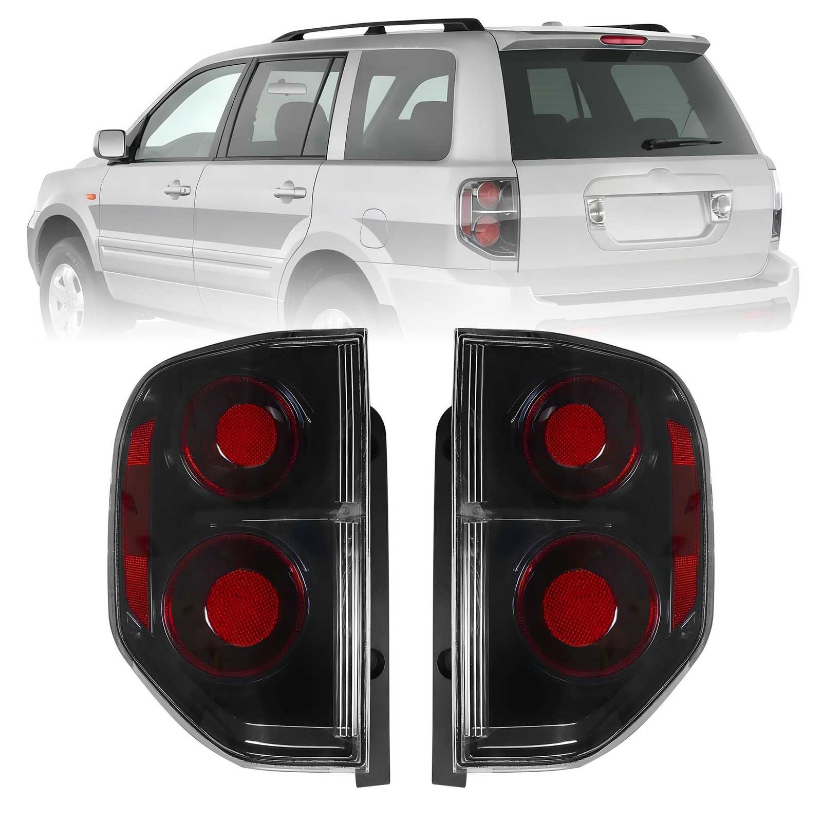 Compatible with 2003-2008 Honda Pilot SUV Facelift JDM Style Black Housing Li...