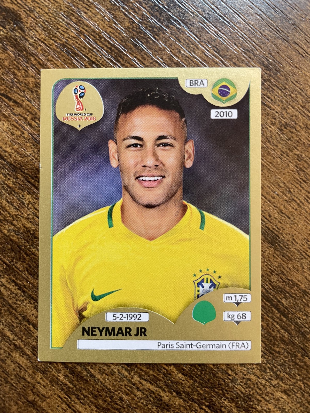 Panini World Cup WC 2018 Russia GOLD EDITION SWISS Neymar Jr Brazil 371 Stickers