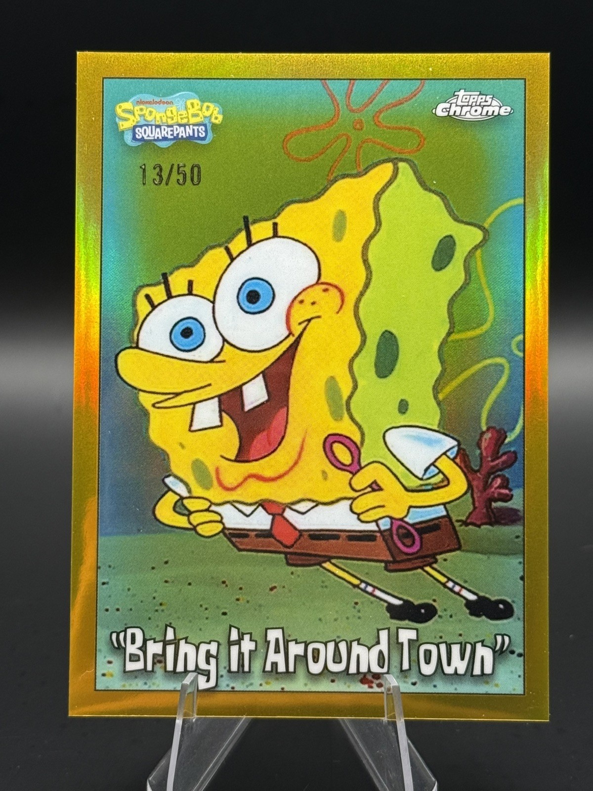 2025 Topps Chrome SpongeBob SquarePants #85 'Bring It Around Town' GOLD /50