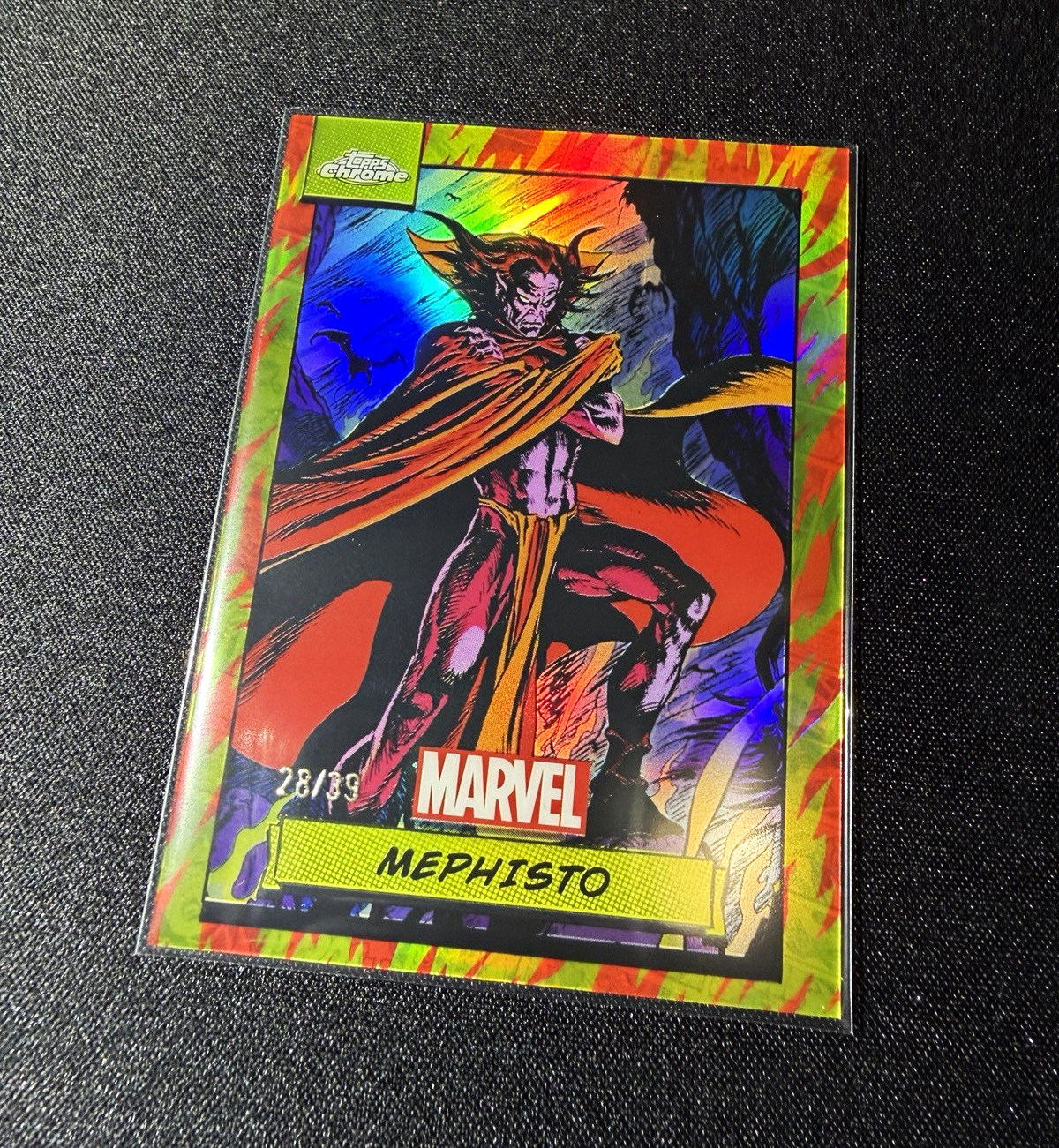 2024 Topps Chrome Marvel Human Torch Refractor /39 MEPHISTO (Crazy Color Match)