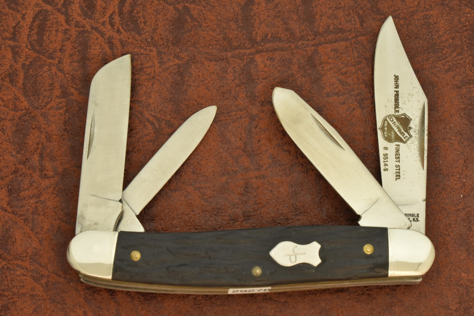 VINTAGE JOHN PRIMBLE MADE IN USA ROUGH BLACK DELRIN STOCKMAN KNIFE