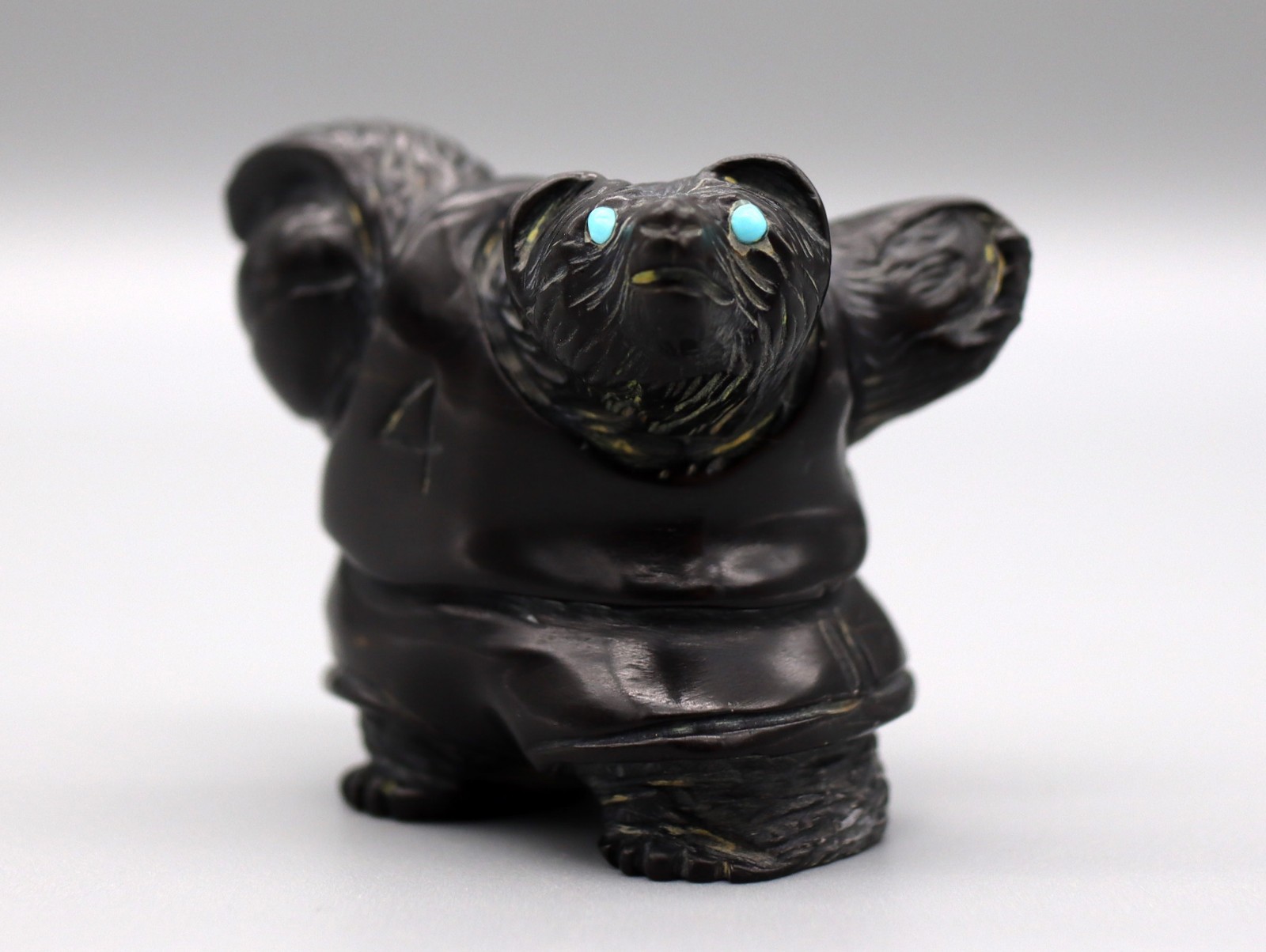 Eddington Hannaweeke Black Marble Zuni Basketball Player Bear Fetish