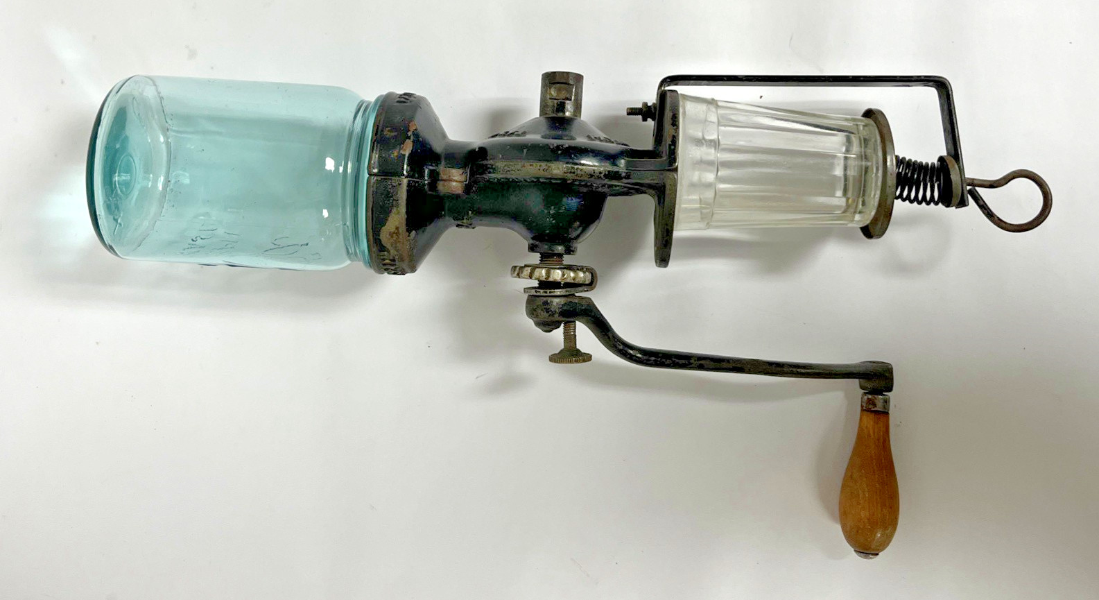 Antique Universal No 24 Coffee Grinder, Landers Frary & Clarke, Glass Cup & Jar