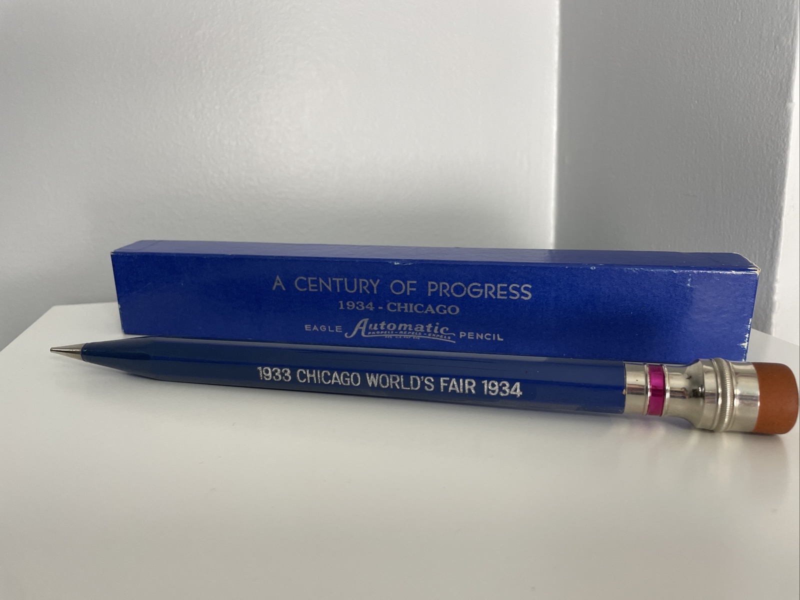 Vintage 1933 1934 A Century Of Progress Eagle Automatic Pencil Giant Novelty Box