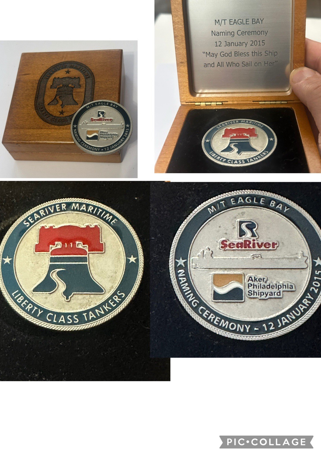 Seariver Maritime Tankers M/T Eagle Bay Name Ceremony 12 January 2015 Coin & Box