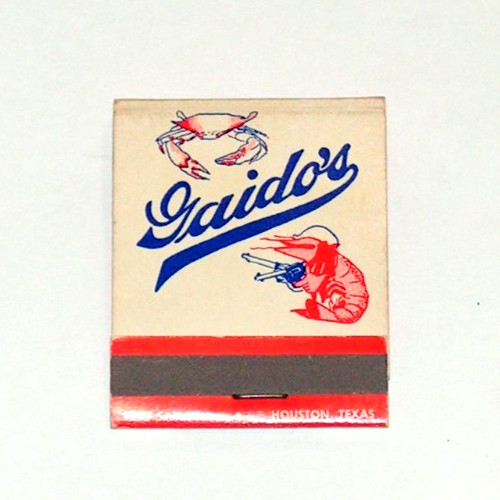 Vintage NOS Gaido\'s Restaurant FULL Matchbook Houston & Galveston TX