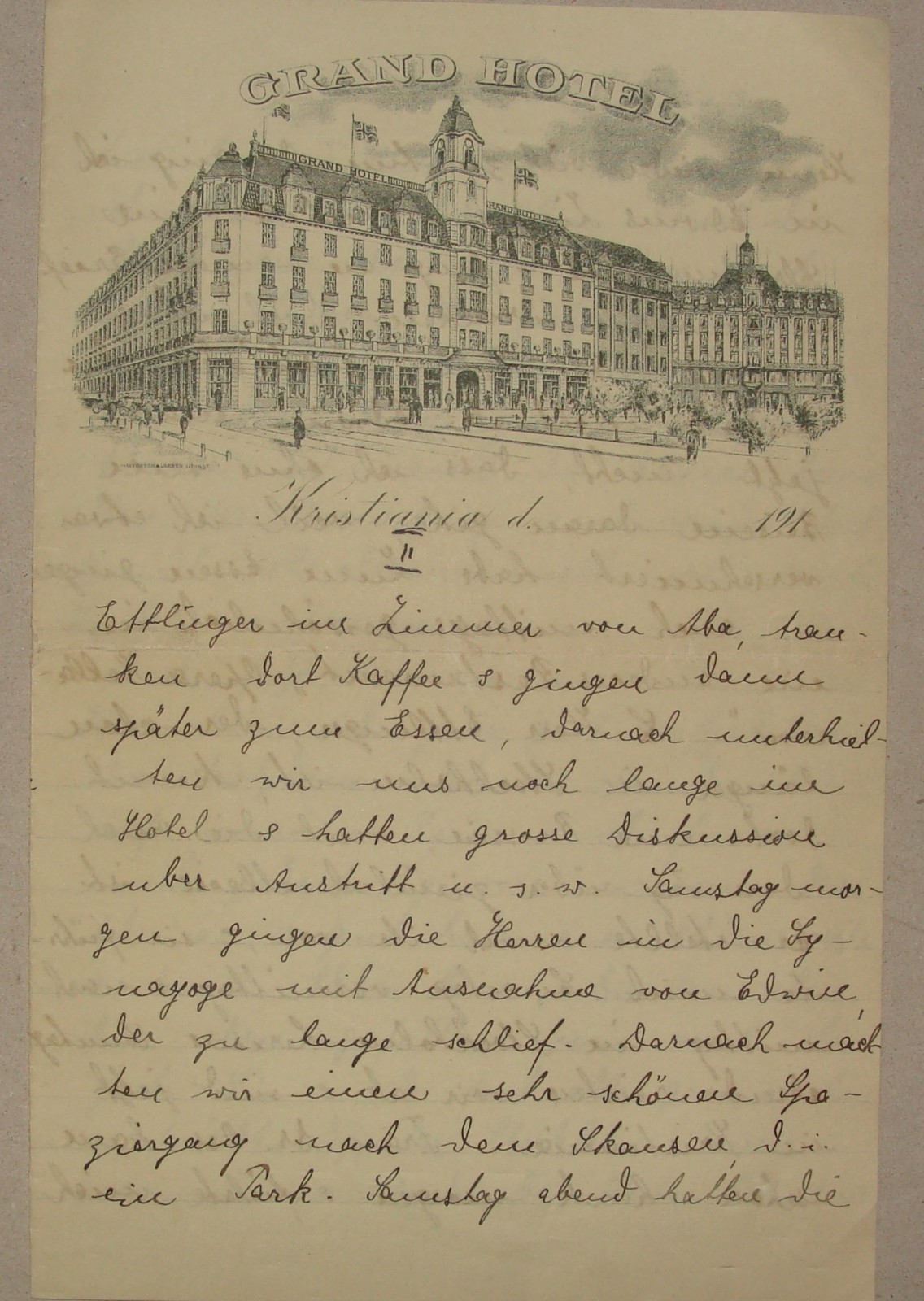 1910s GRAND HOTEL Kristiania Oslo Norway Letter Letterhead Jewish ?