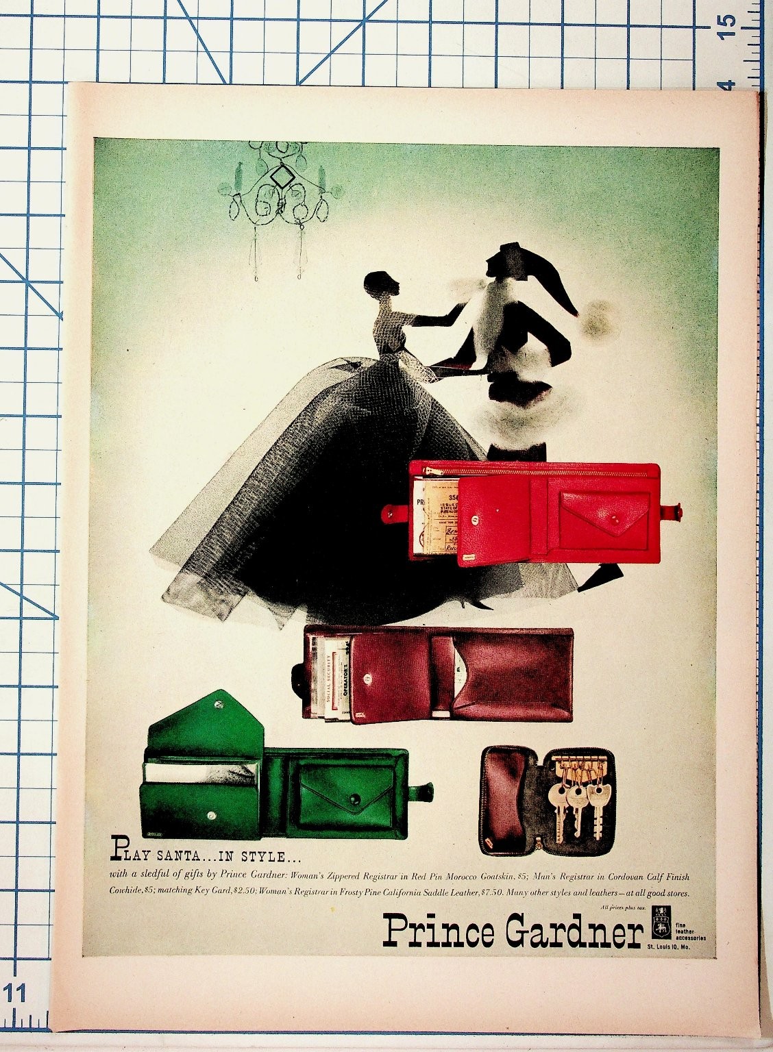 1950s Prince Gardner Wallets & Key Gard Vintage Christmas Ad St. Louis MO