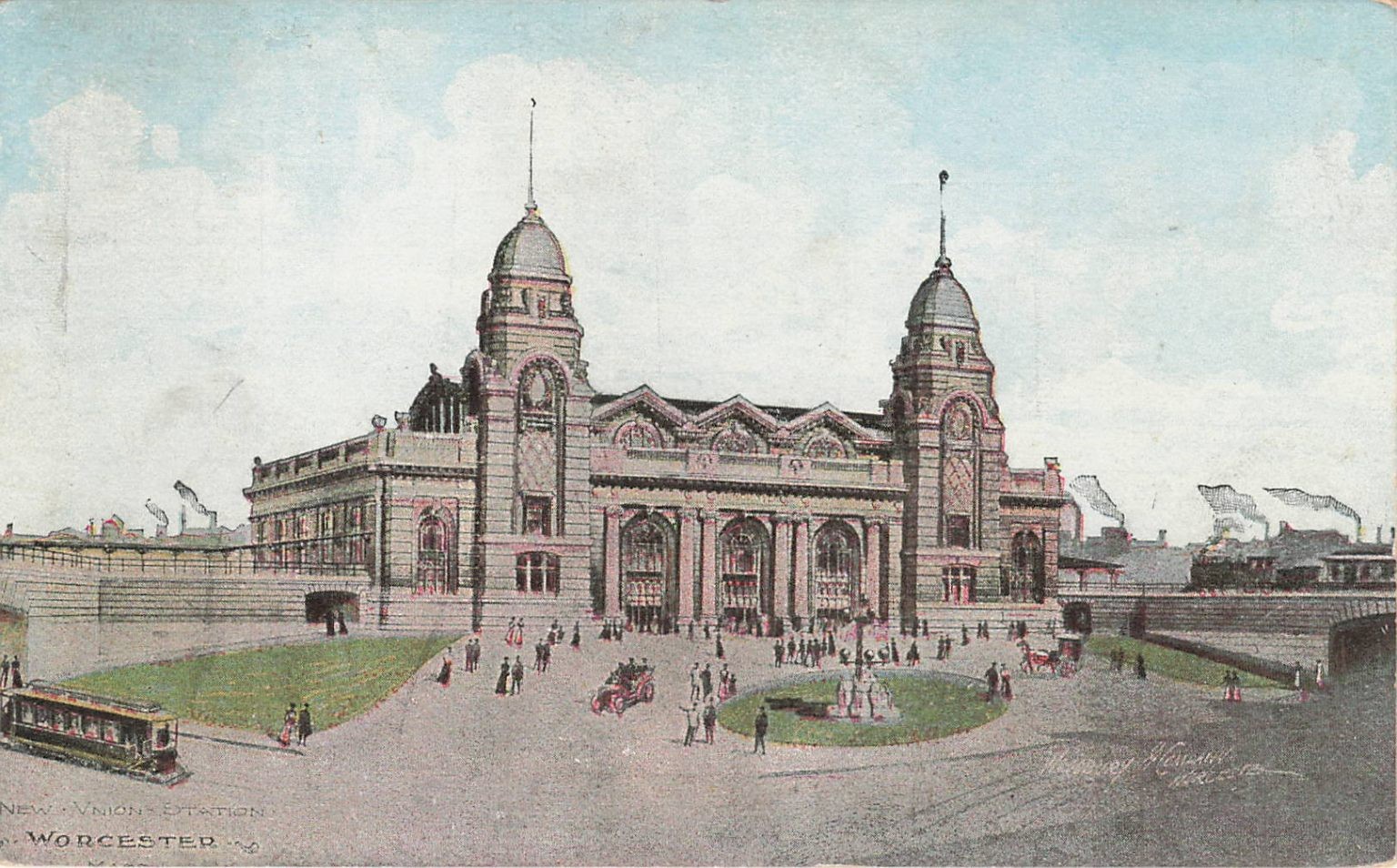 Worcester MA Union Station Postcard c.1911 Williams Post Card Mfg Co