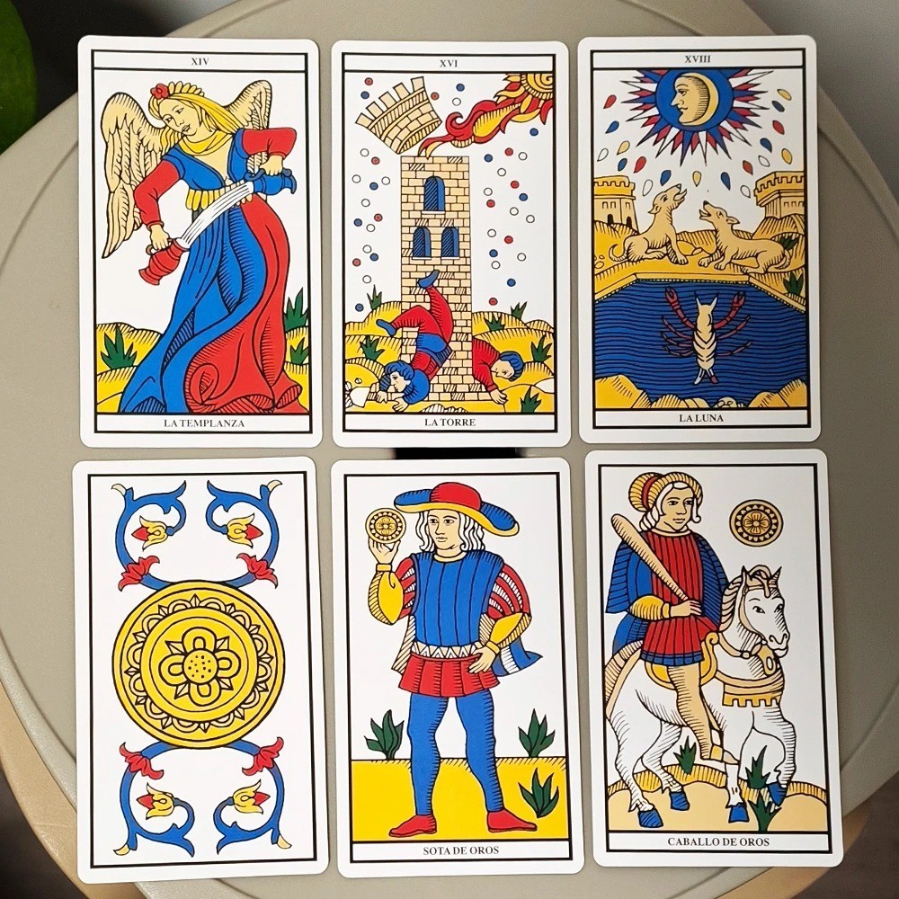 Edición Española Tarot de Marseille 78 Cards Classic Divination Oracle Pocket