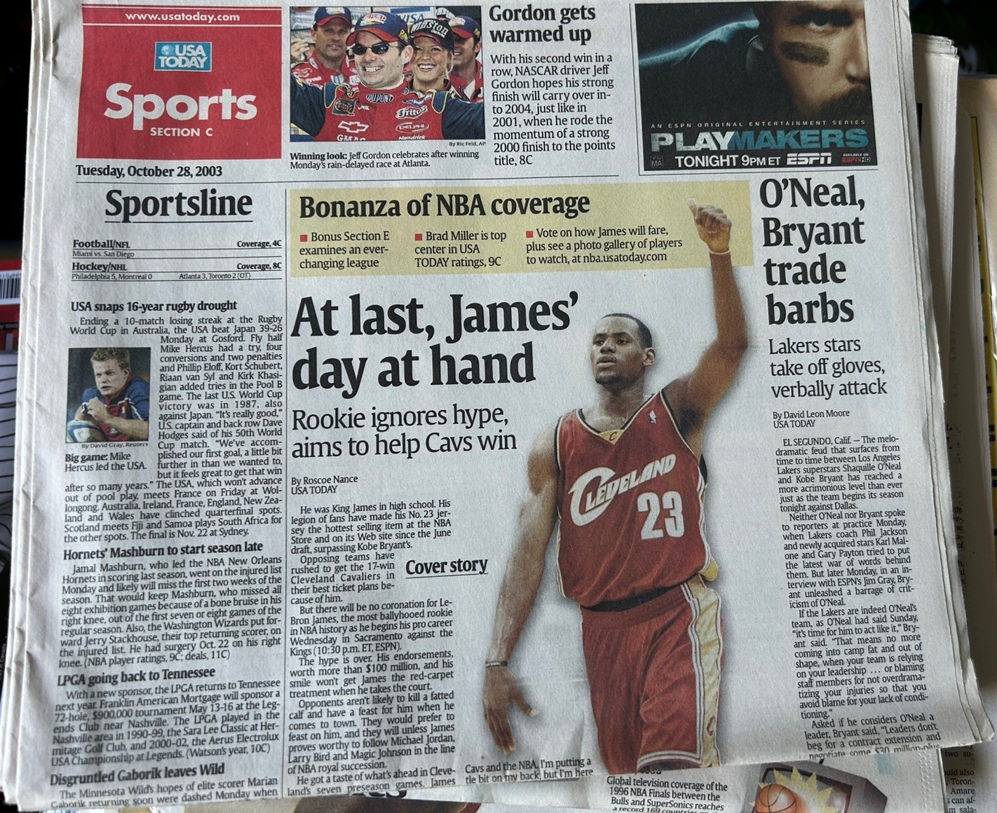 USA Today newspaper Lebron James October 18, 2003 Sports Section