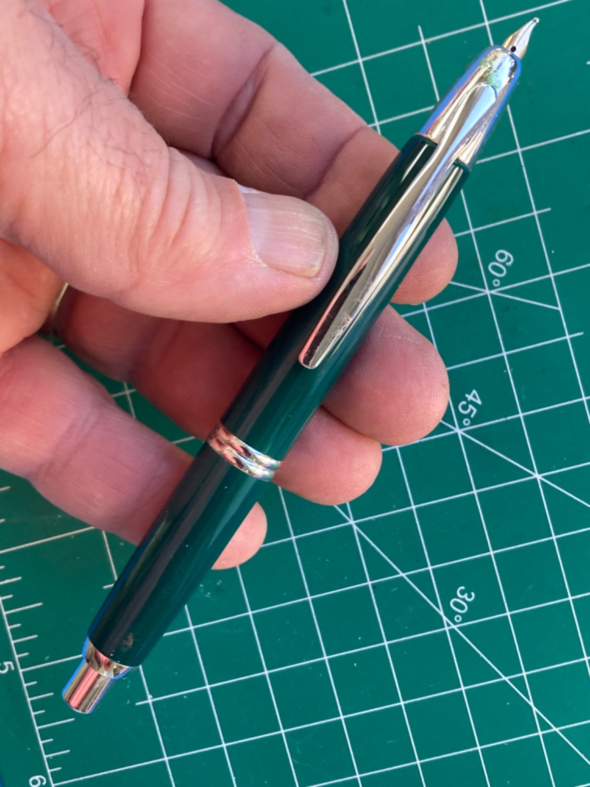 Vintage Pilot Capless green 14k gold nib Fountain Pen 1960s Japan Retractable VG