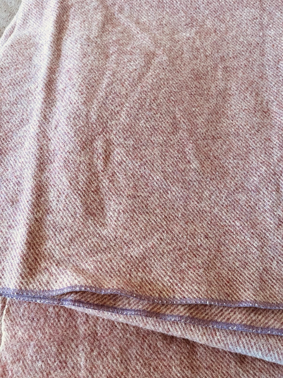 Vintage Wool Blanket by Bartlett yarns Harmony Maine Dusty Pink 80”x 68”