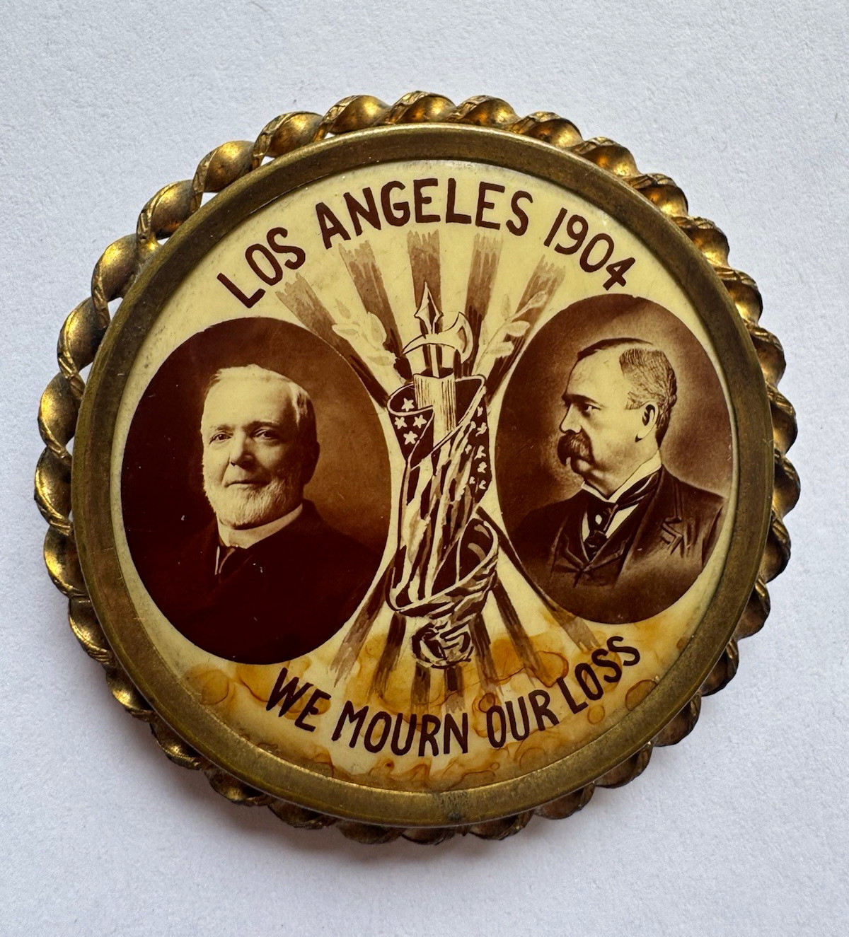 Rare 1904 Los Angeles Masonic Mourning Pin Badge Henry S Orme JC Thompson