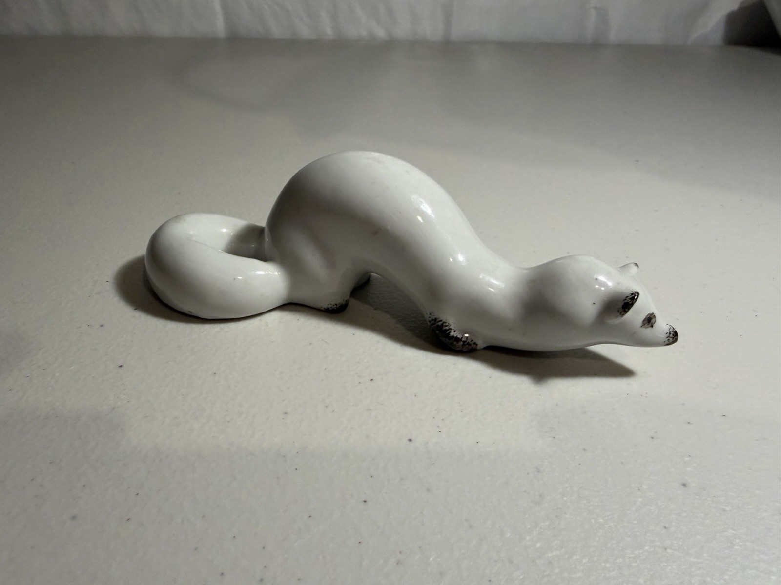 Vintage Lomonosov USSR Porcelain White Stoat / Weasel Figurine (Model 2410)