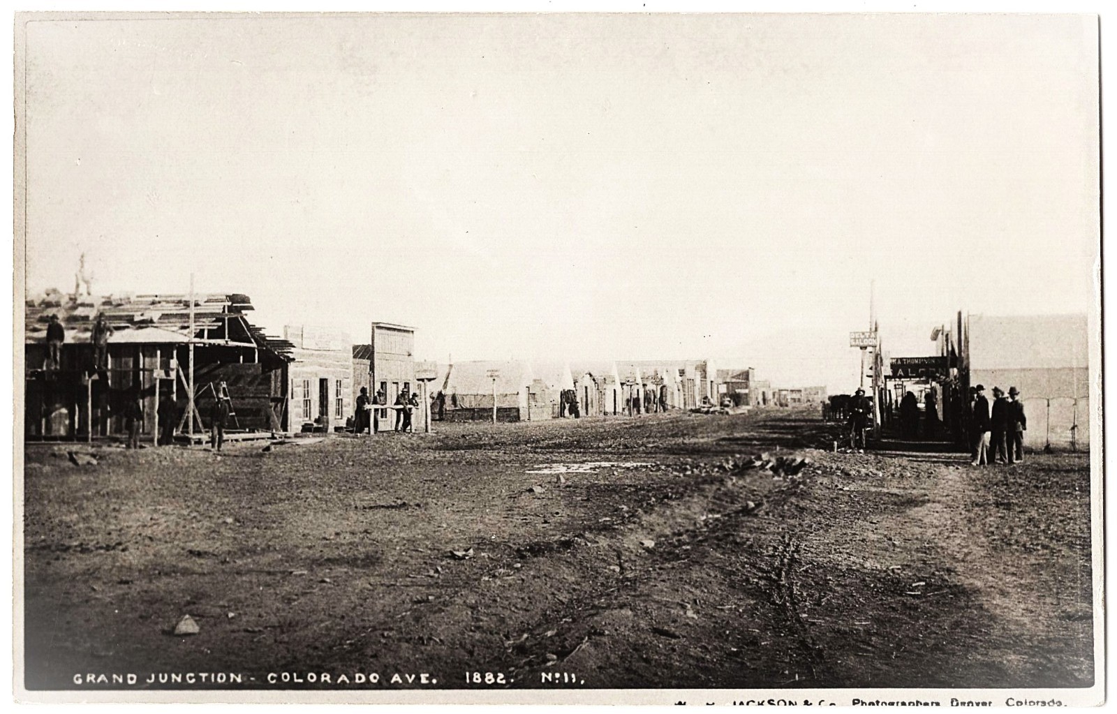 real photo Grand Junction CO - Colorado Avenue in 1882 1950s postcard RPPC
