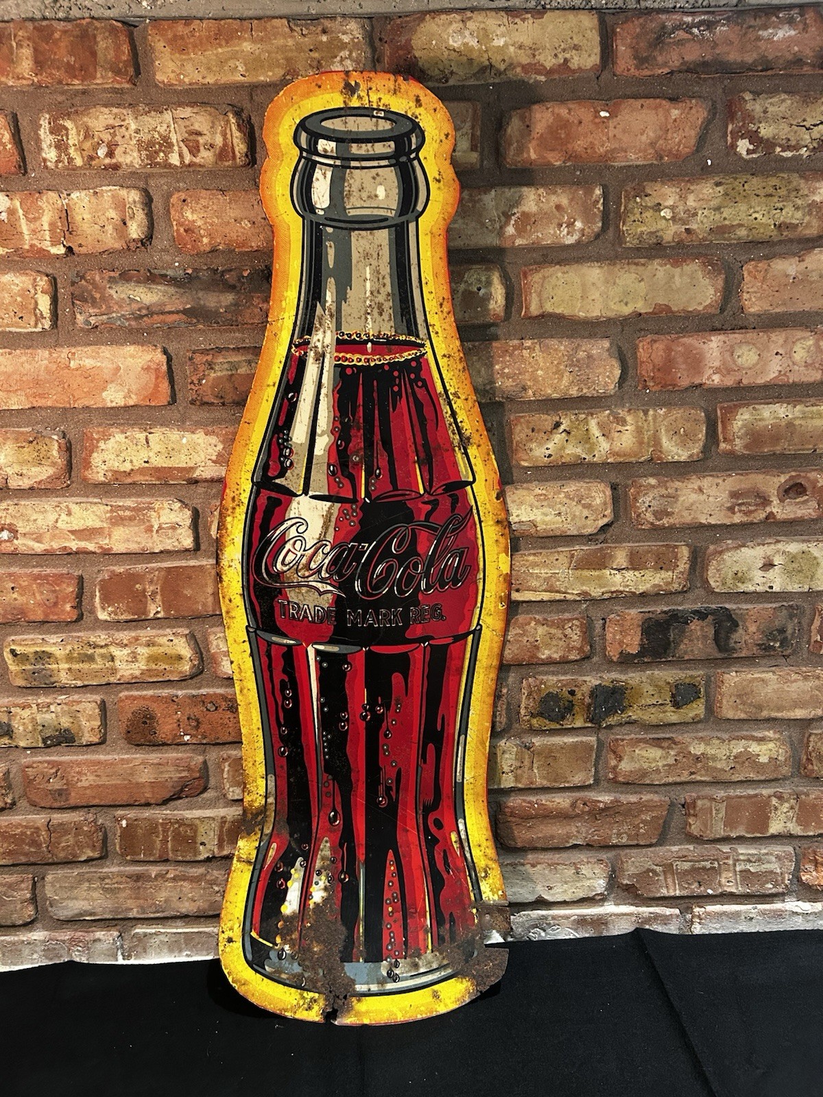 Original RARE  Vintage Antique Coca Cola Bottle Tin Sign Soda Advertising
